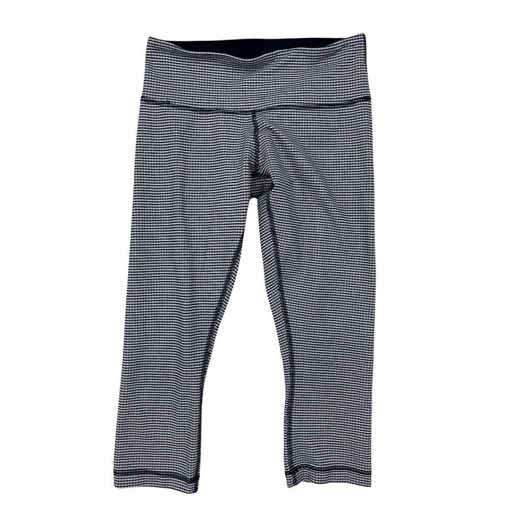 Lululemon Crop Leggings 4 Gingham Wunder Under Black White Mid-Rise